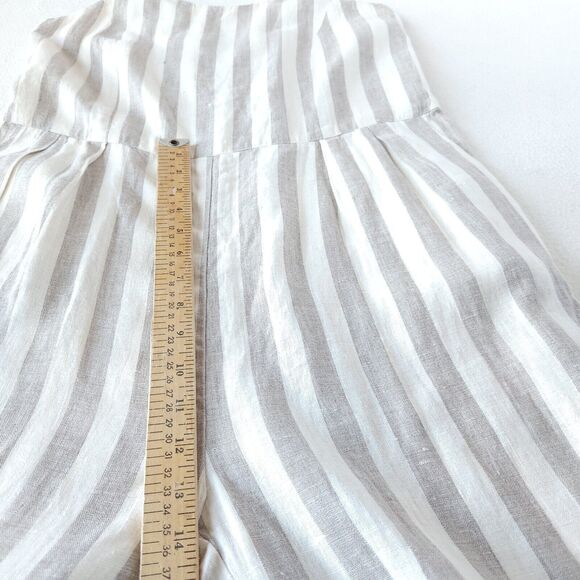 Linen Jumpsuit by Flavia Aranha Wide Stripe Overalls Beige Minimal Neutral Beach - Picture 8 of 12